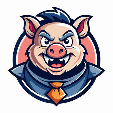 Vector Illustration of a Cartoon Piggy Mascot in a Stylized Designのイラスト素材
