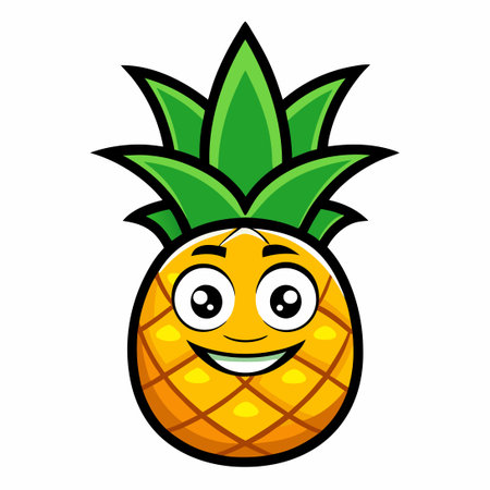 Vibrant Pineapple Mascot Logo Design with Simple Illustrationのイラスト素材