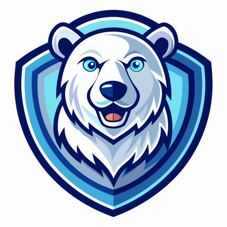 Vector Illustration of a Playful Polar Bear Mascot Cartoon Character with a Happy Expressionのイラスト素材