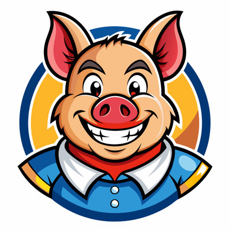Cartoon-Style Piggy Mascot with a Vector Logo Illustrationのイラスト素材