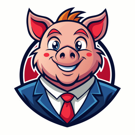 Fun and Playful Piggy Cartoon Character Mascot in Vector Styleのイラスト素材