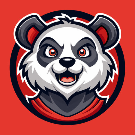 Vector Illustration of a Cartoon Panda Mascot with Stylized Logo Designのイラスト素材