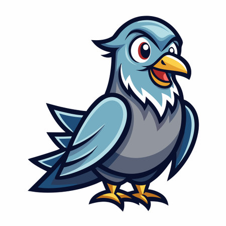 Cartoon Pigeon Mascot Vector Logo Illustration in Stylized Designのイラスト素材