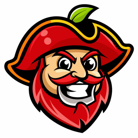 Pirate Apple Mascot in a Cartoonish Vector Logo Illustrationのイラスト素材