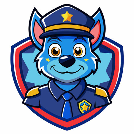 Vector Police Mascot Cartoon Style Illustration with Crossed Armsのイラスト素材