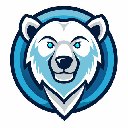 Cool and Mighty Polar Bear Vector Illustration for Mascot Designのイラスト素材