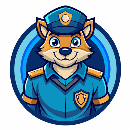 Mighty Police Mascot Character in Vector Logo Illustration Styleのイラスト素材