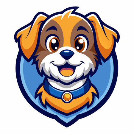 Playful Vector Logo Illustration of a Cartoon Style Puppy Mascotのイラスト素材