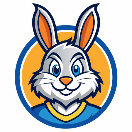 Energetic Rabbit Mascot Cartoon Character with a Stylized Vector Logoのイラスト素材