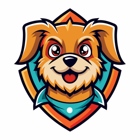 Vector Logo Illustration of a Cute Cartoon Puppy Mascotのイラスト素材