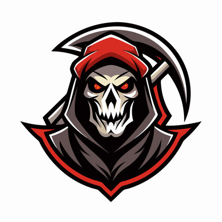 Stylized Reaper Mascot Vector Illustration with Simple Design Elementsのイラスト素材