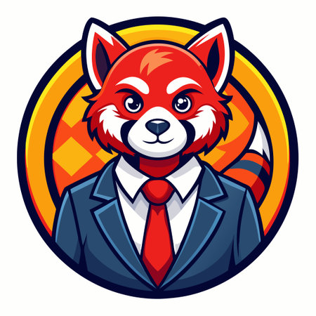 Cartoon Red Panda Businessman Mascot Illustrationのイラスト素材