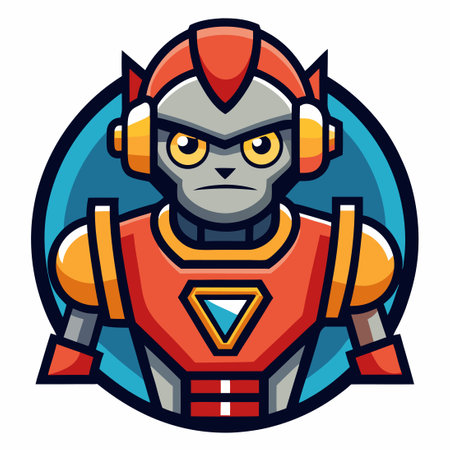 Minimalist Robot Vector Illustration in Mascot Style with Simple Linesのイラスト素材