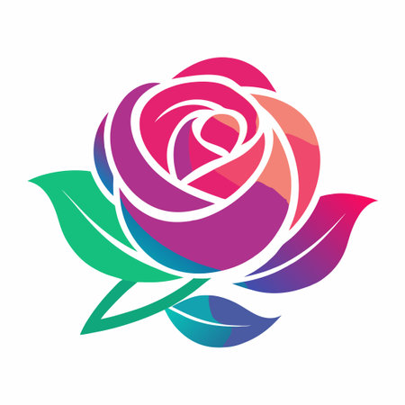 Gradient Rose Vector Illustration with Vibrant Colors and Intricate Detailingのイラスト素材