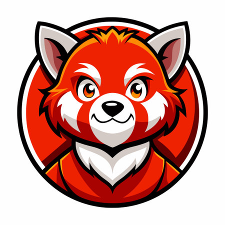 Playful Cartoon Mascot of a Red Panda with Bold Vector Illustrationのイラスト素材