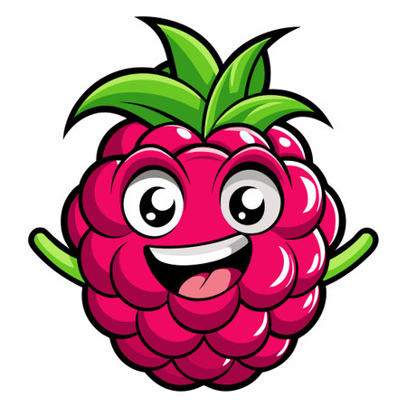 Adorable Raspberry Mascot Character Cartoon Illustration in Vector Format