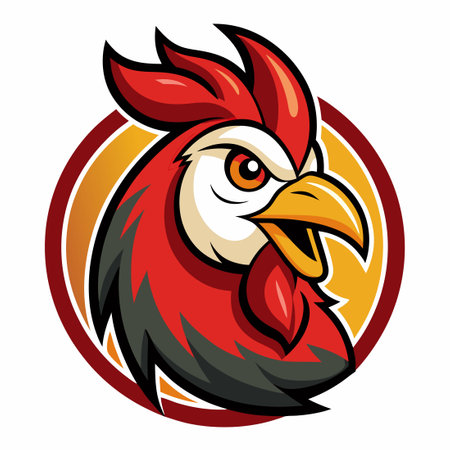 Vector Cartoon Rooster Mascot Illustration with Standing Poseのイラスト素材