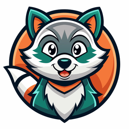 Perky Raccoon Mascot with a Vectorized Logo Illustrationのイラスト素材