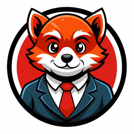 Vector Logo: Red Panda Businessman with Briefcaseのイラスト素材