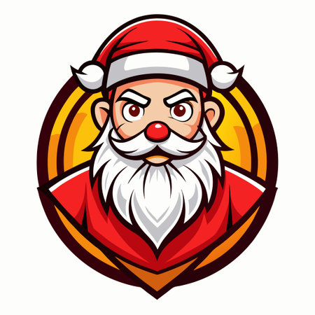 Festive and Cartoonish Vector Illustration of Santa Claus in a Mascot Carのイラスト素材