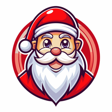 Vector Logo Illustration of a Cartoon Santa Claus Driving a Carのイラスト素材