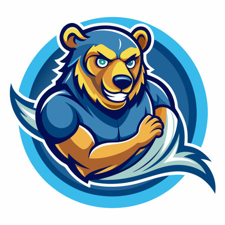 Cartoon Vector Illustration of a Bear Swimming in a Shopping Cart