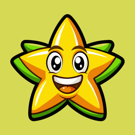 Cute Cartoon Star Fruit Mascot with Vector Logo Illustrationのイラスト素材