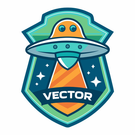 Vector Illustration of a Cute UFO Mascot Character in a Simple Styleのイラスト素材
