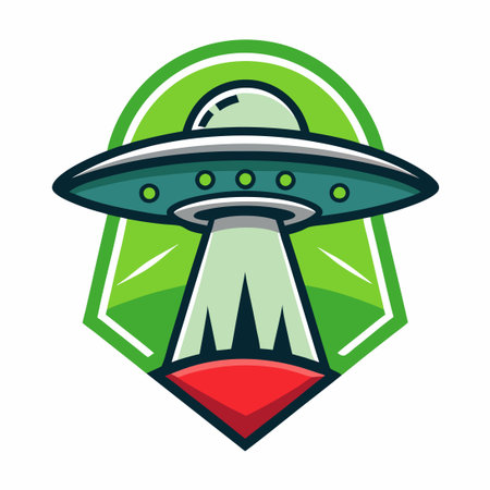 Minimalist Vector Logo Illustration of a UFO in a Simple Mascot Styleのイラスト素材