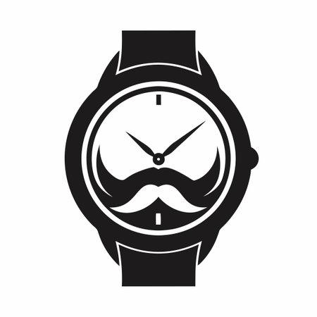 Minimalist Silhouette of a Watch with Elegant Whiskersのイラスト素材