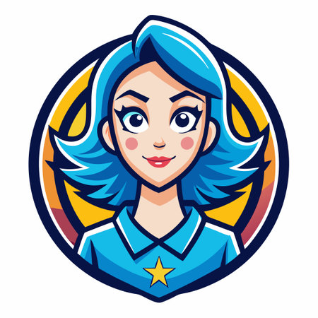 Colorful Vector Logo Illustration of a Female Mascot in Cartoon Styleのイラスト素材