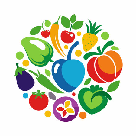 Vibrant and Colorful Vegetable Logos Ready for Brand Identityのイラスト素材