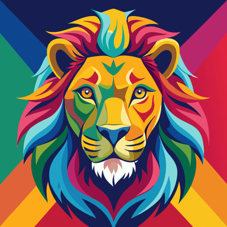 Vibrant Pop Art Depiction of the Mighty Lion King's Headのイラスト素材