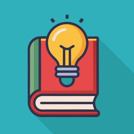 Cartoon Vector Icon of a Book with a Lightbulb as an Idea Conceptのイラスト素材