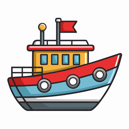 Cartoon Boat Icon for Transportation Illustrationのイラスト素材