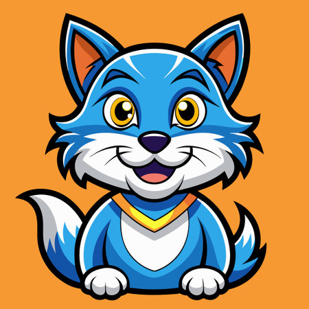 Cute Cat Mascot Cartoon Style Logo Design Template for Brand or Businessのイラスト素材