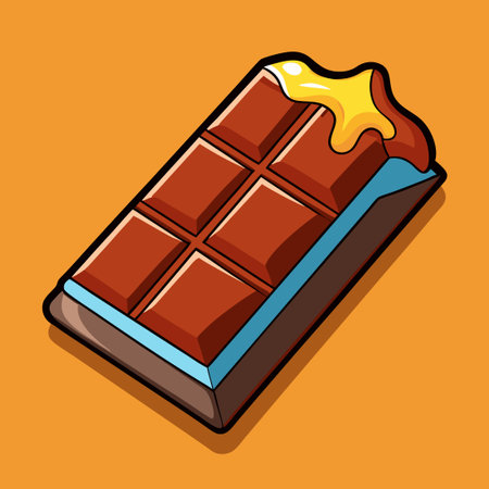 Delightful Cartoon Illustration of a Rich Chocolate Barのイラスト素材