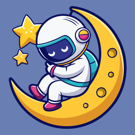 Snoozing Spacefarer: An Astronaut's Restful Slumber on the Lunar Surfaceのイラスト素材