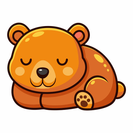 Adorable Sleeping Bear Cartoon Vector Illustration for Logo or Stickerのイラスト素材