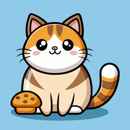 Bread Cat: Adorable Feline Snuggled Up in a Slice of Bread Cartoon Vector Iconのイラスト素材