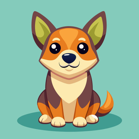 Perky Puppy Sitting, Vector Illustration in Cartoon Styleのイラスト素材