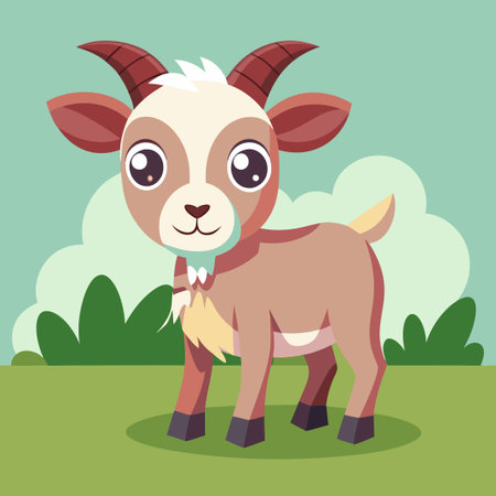 Adorable Cartoon Goat Vector Icon: A Charming Animal Illustrationのイラスト素材
