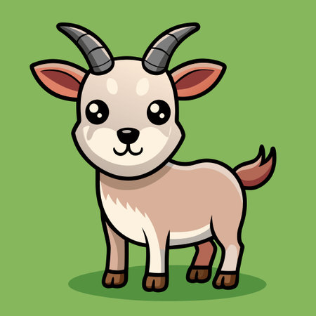 **** Adorable Goat Cartoon Icon Illustration: A Playful Creature for Your Designのイラスト素材