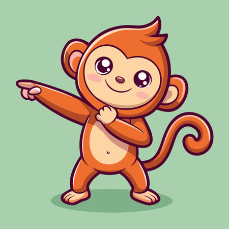 Adorable Monkey Displaying the Dab Dance Move with a Smiley Expressionのイラスト素材