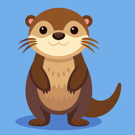 Adorable Cartoon Otter Illustration Depicting the Wonders of Natureのイラスト素材