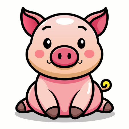 Adorable Cartoon of a Sitting Pig, Perfect for Design Projectsのイラスト素材