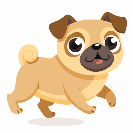 Cute Pugs Running Cartoon Vector Icon: A Joyful and Energetic Canine Illustrationのイラスト素材
