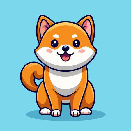 Adorable Shiba Inu Sitting and Smiling Cartoon Vector Icon Illustrationのイラスト素材