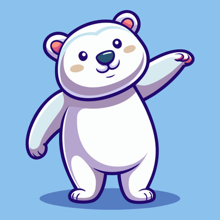 Adorable Polar Bear Doing a Dab Dance in a Cartoon Illustrationのイラスト素材