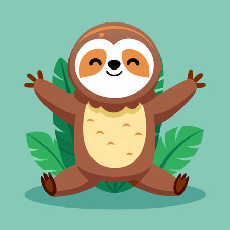 Adorable Cartoon Sloth Practicing Yoga in a Calm and Serene Poseのイラスト素材
